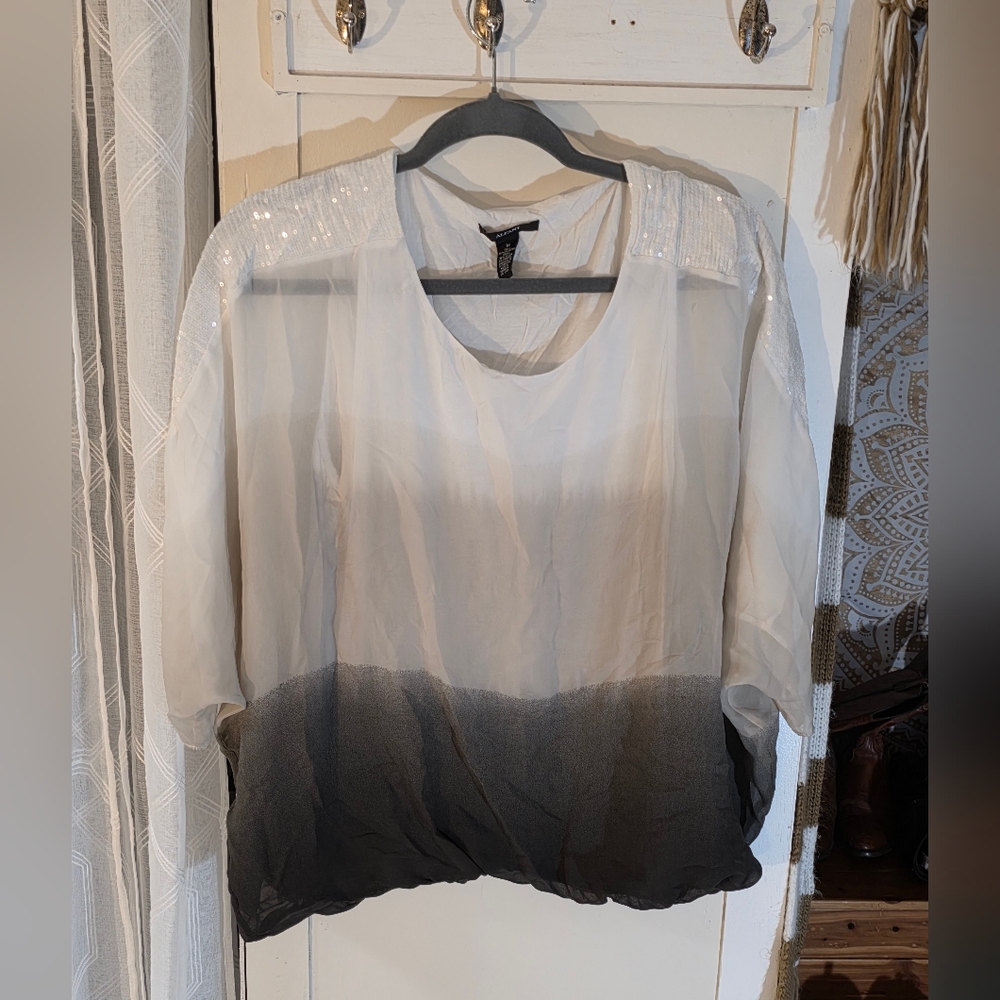 Elegant Ombre Black, White, And Grey Women's Top